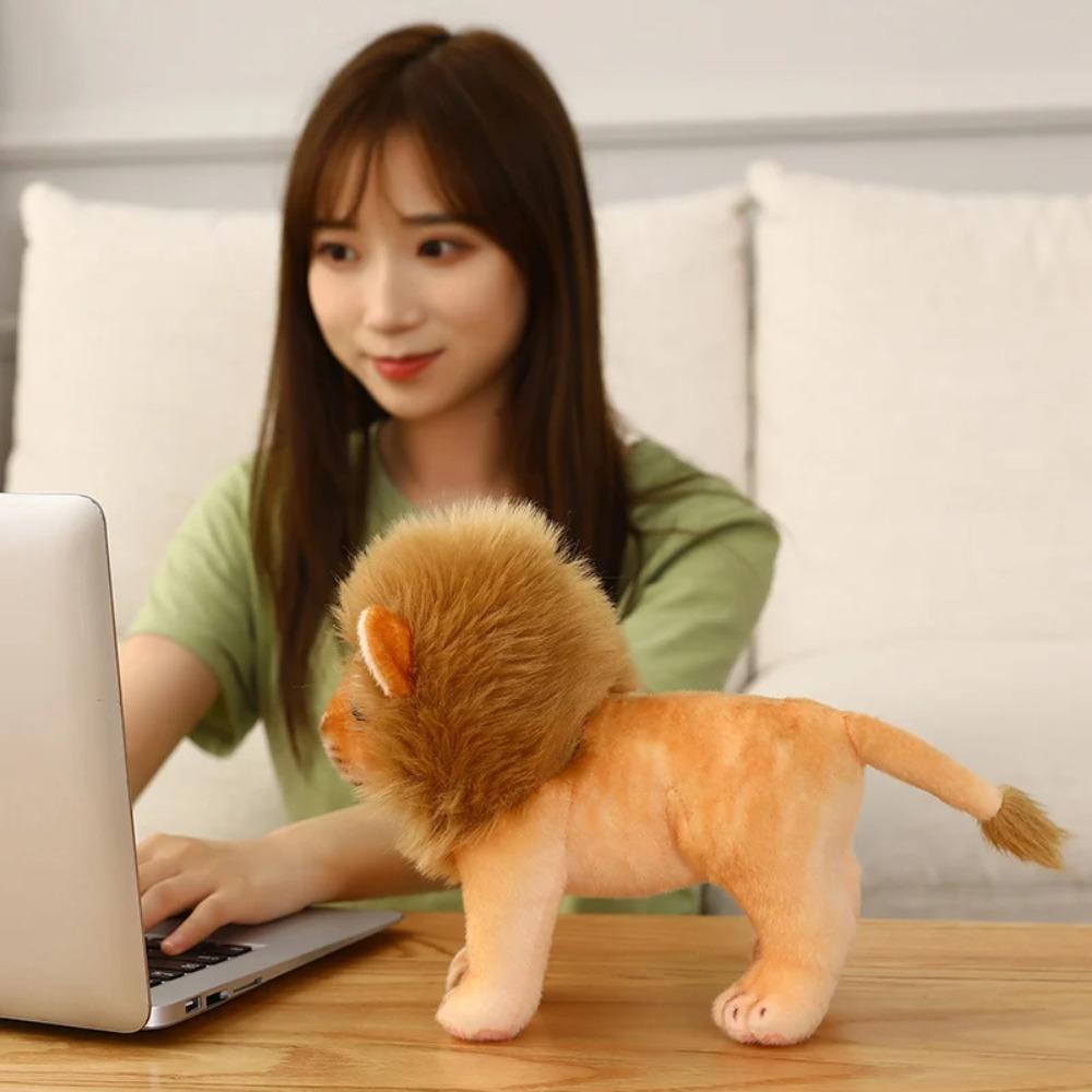 Forest Animal Simulation Male Lion Plush Toys Soft Simulation Lion Plush Toy  Birthday Gift