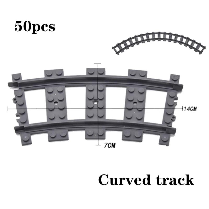 City Train Parts Tracks Train Station Bricks Railway Buffer Stop Model Rails Straight Curved Railways Building Blocks MOC Toys