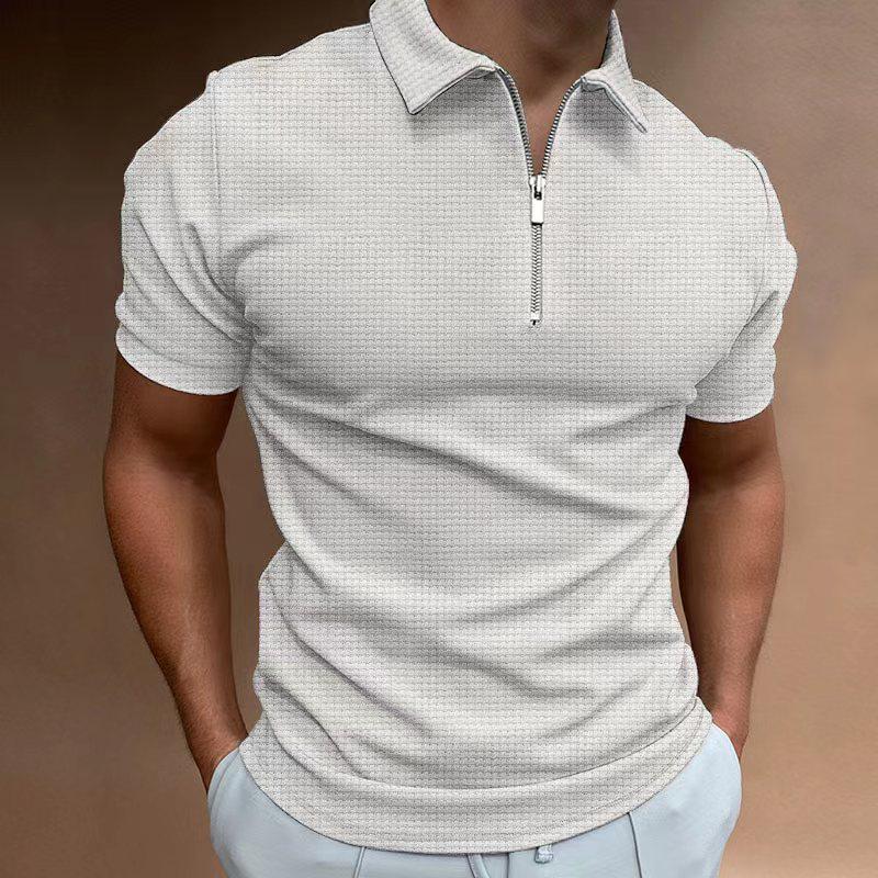 Men's Slim Fit Solid Color Polo Shirt - Short Sleeve, Turn-Down Collar, High-End Summer Tee