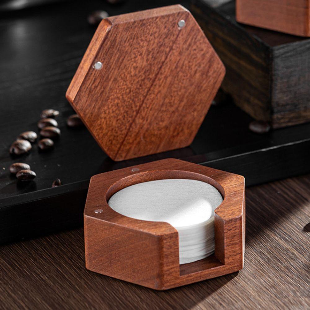 Solid Wood Coffee Filter Paper Storage Box Universal Coffee Filter Paper Holder Gift