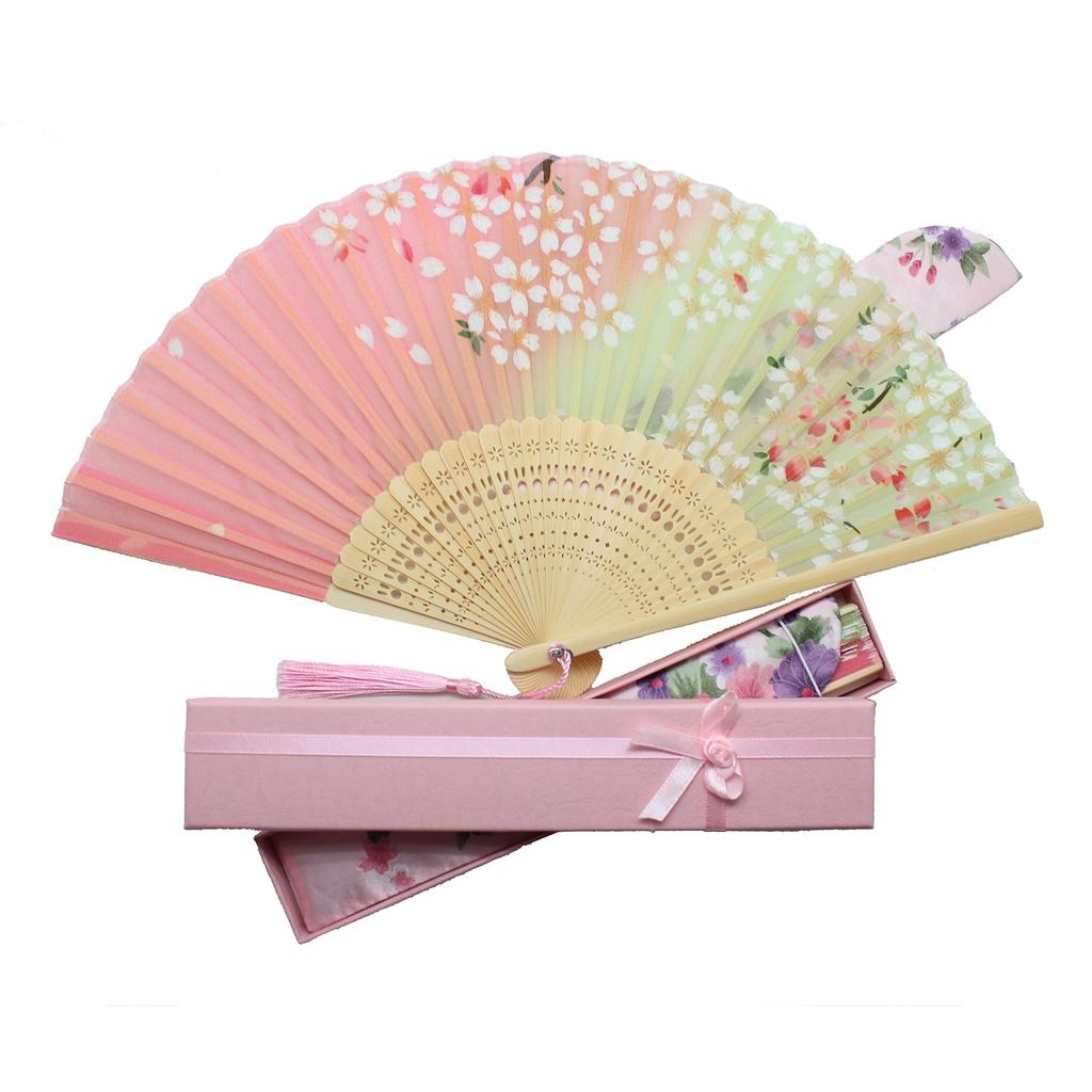Boshiho Folding Floral Japanese Japanese Accessory Women's Fan, Bamboo, Rayon, Print, Stylish, Style, Elegant, Gorgeous,