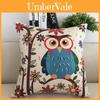 Premium Linen And Cotton Owl Print Square Pillowcases For Sofa And Car Back Cushion