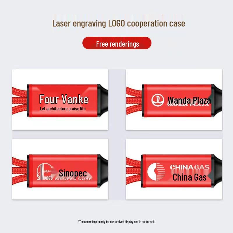Nylon Braided 3-in-1 Charging Cable for Huawei & Apple with Laser Engraved Logo - Ideal Promotional Gift