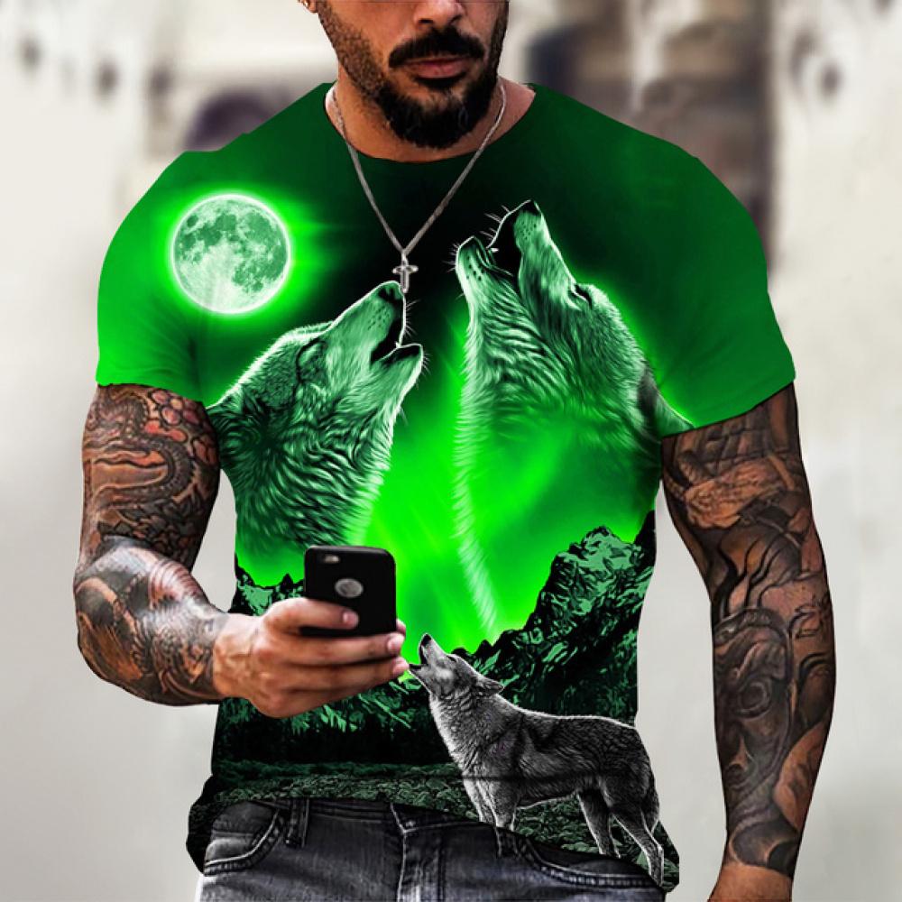 Wolf T Shirt For Mens Animal Print Short Sleeve Top 3D Casual Street Man's T-shirt Oversized Tee Shirt Men Vintage Clothing