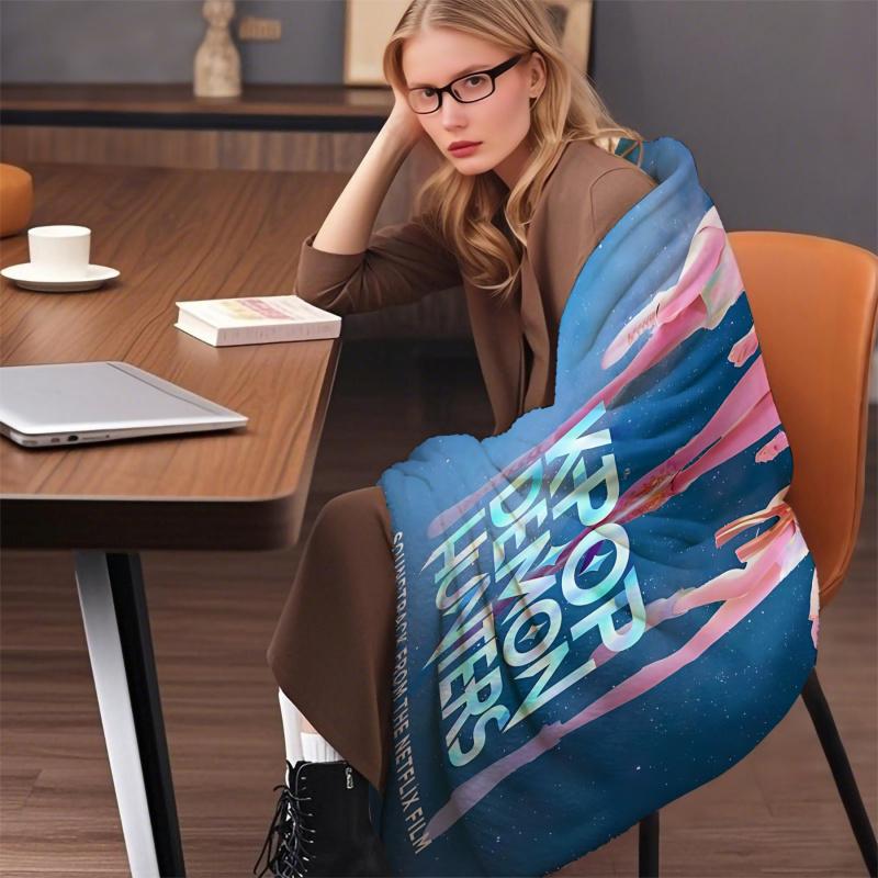 K-Pop Demon Hunter Blanket Hot Anime Girl Team Flannel Throw Blanket Winter Warm Blanket for Living Room Sofa Bed Cover Fan Gift