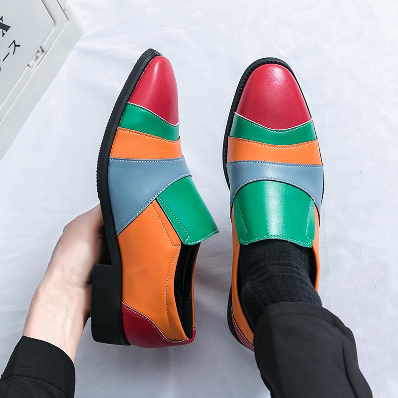 Fashion Color Leather Fashion Shoes Men 2025 Trends Leather Business Street Casual Shoe Slip on Party Footwear Pointed Toe Loafers Shoes