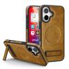 KEYSION Luxuxy PU Leather Magnetic Case for MagSafe for iPhone 16 Plus 15 Kickstand Shockproof Phone Cover for iPhone 15 16 Plus