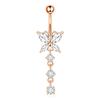Damen Edelstahl Sexy Strand Schmetterling Zirkon Anhänger Perforierte Bauchnabelringe 10mm Vergoldet Drittanbieter-Zertifiziert Trendig