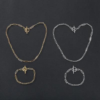 Classic Stainless Steel Handmade 3:1 Necklace & Bracelet Set - Waterproof, Wear-Resistant, Non-Fading