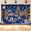 1Pcs Snowman Couple Winter Village Decoration Background Winter Backdrop For Photo Studio Photo Booth Party