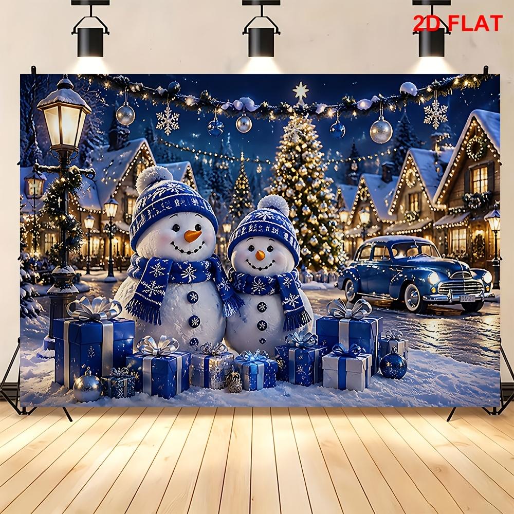 1Pcs Snowman Couple Winter Village Decoration Background Winter Backdrop For Photo Studio Photo Booth Party