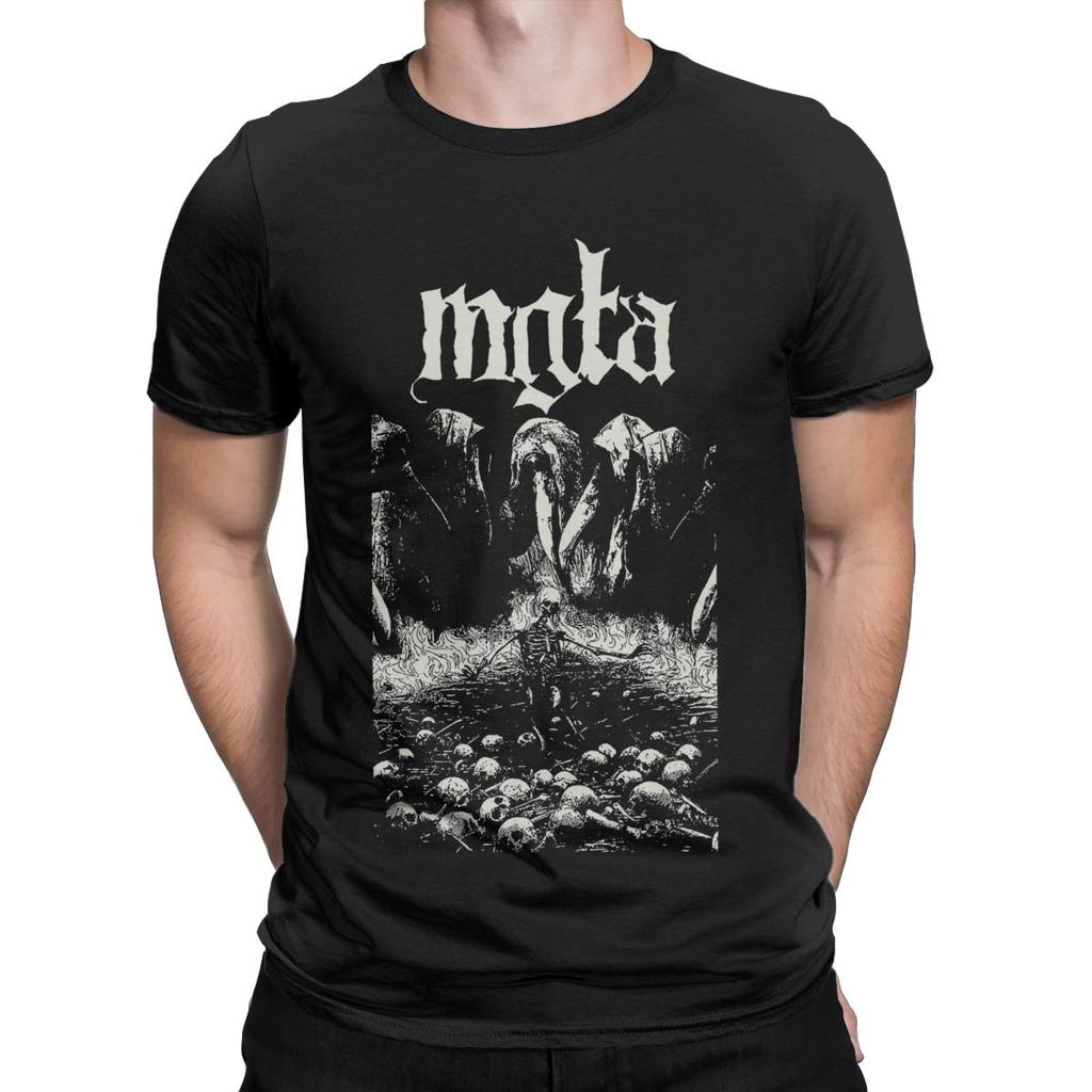 Mgla T Shirts for Men 100% Cotton Novelty T-Shirt Round Neck Band Tees Short Sleeve Tops 4XL 5XL