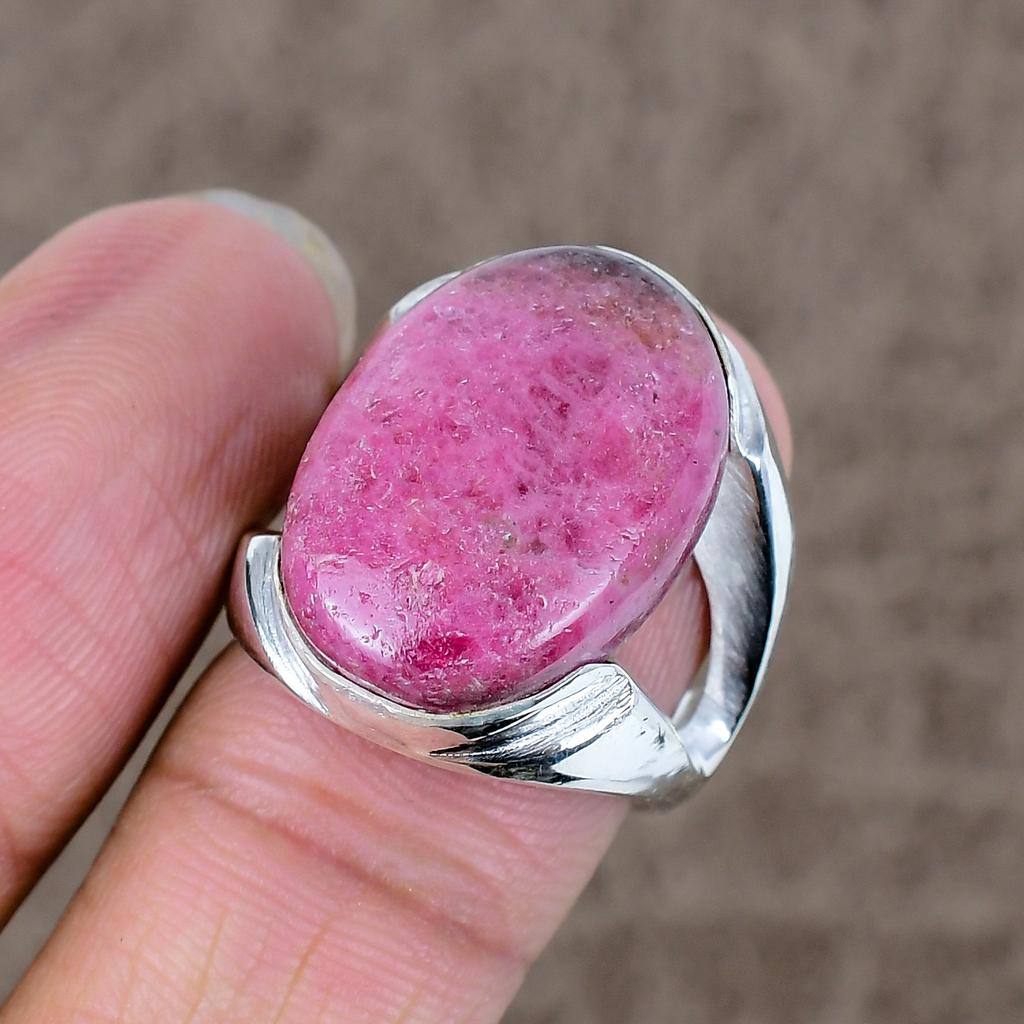Pink Thulite Genstone Handmade 925 Sterling Silver Jewelry Ring Size 8 KKG-493