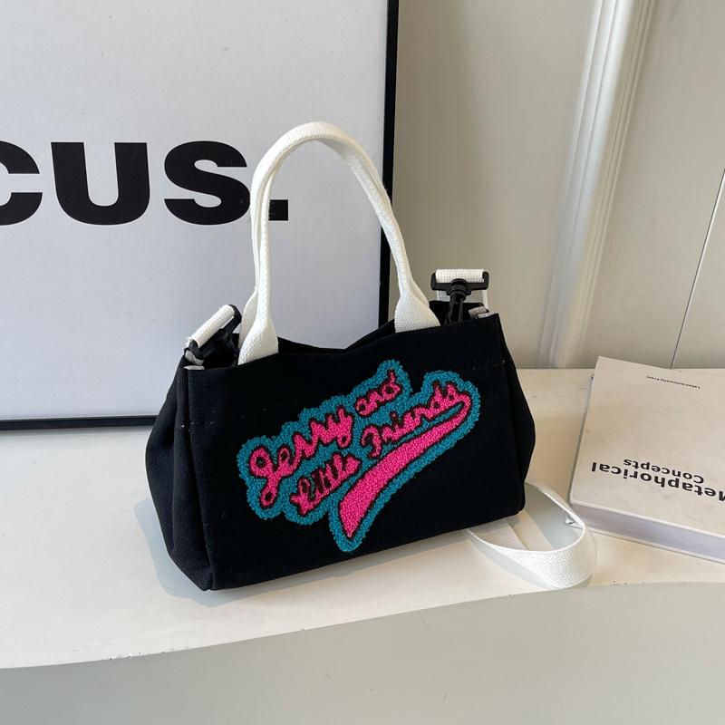 

Простые холщовые сумки большой вместимости для женщин, новые вышитые буквы, студенческие сумки для поездок на работу, повседневная женская сумка для покупок