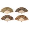 Ethnic Styles Vintage Wood Folding Fan with Unique Checkered Pattern Handheld Fan for Stylish Cooling and Home Decors
