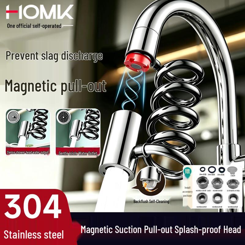 HOMK Stainless Steel Kitchen Faucet Extender with Dual-Mode Sprayer