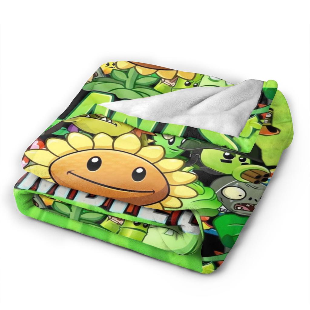 P-Plants-vs-Zombies Video Games Blankets  Super Warm Aesthetic Plush Throw Blanket For Couch Chair Flannel Bedspread Bed Cover