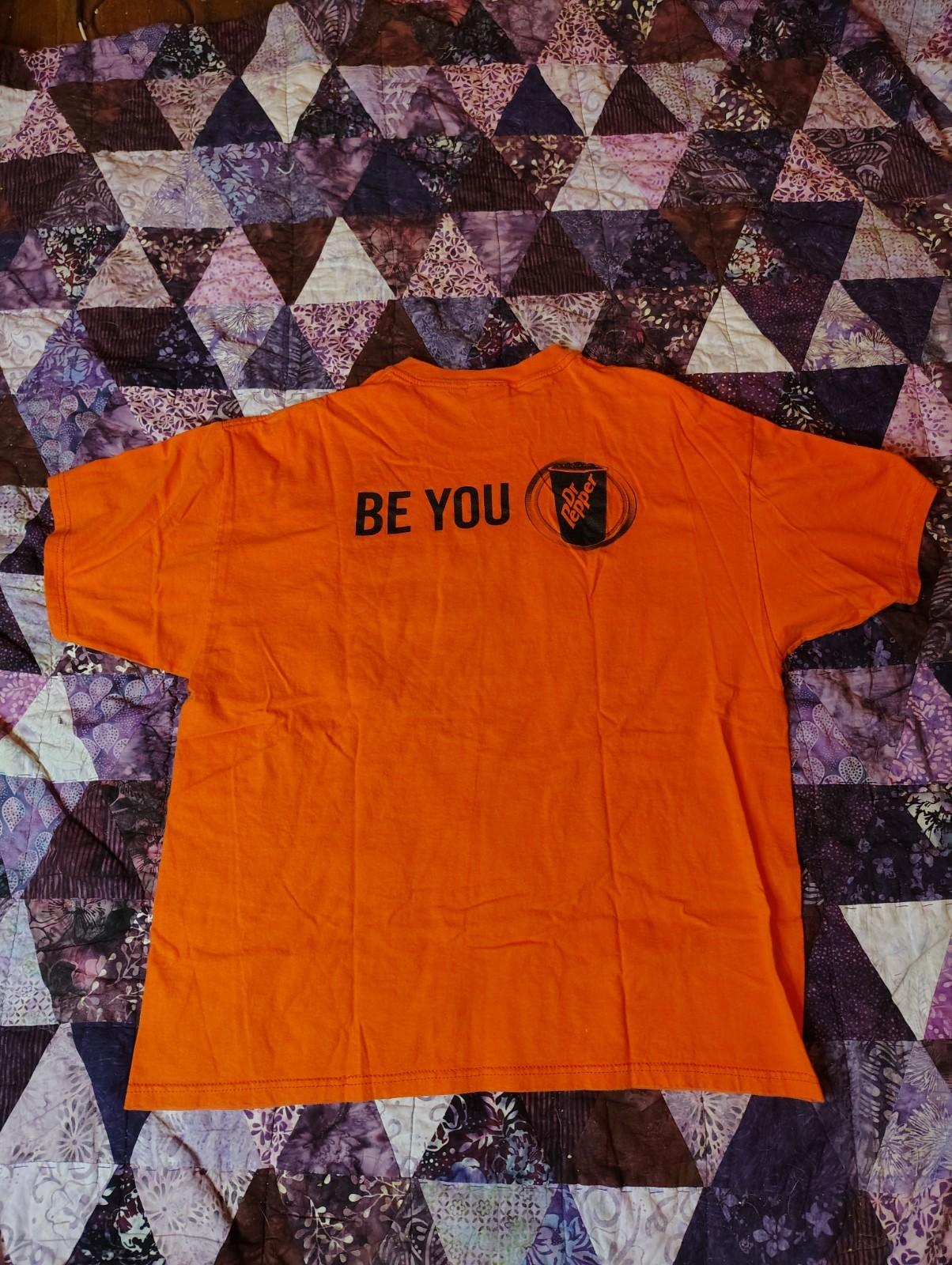 Vintage Y2K Dr Pepper Shirt Mens XL Orange Graphic Be You Soda Drink S