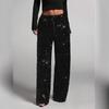 Pantalones Elásticos Ajustados con Cordón de Lentejuelas Estilo Europeo-Americano LFY0294