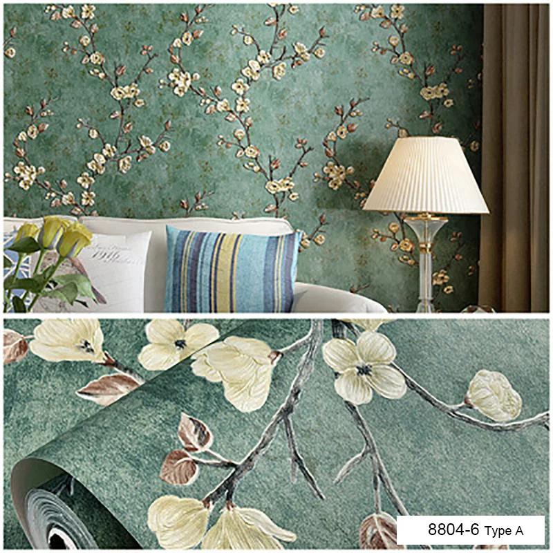 Retro Plum Blossom AB with Self Adhesive Wallpapers  Bedroom Living Room Restaurant Home Decoration Wallpaper Self Adhesive