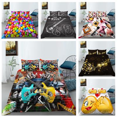 Luxury Bedding Set with High-definition Digital Printed Down Duvet and Pillowcase 2/3 Pieces of Microfiber Fabric for Full Size Home Decoration