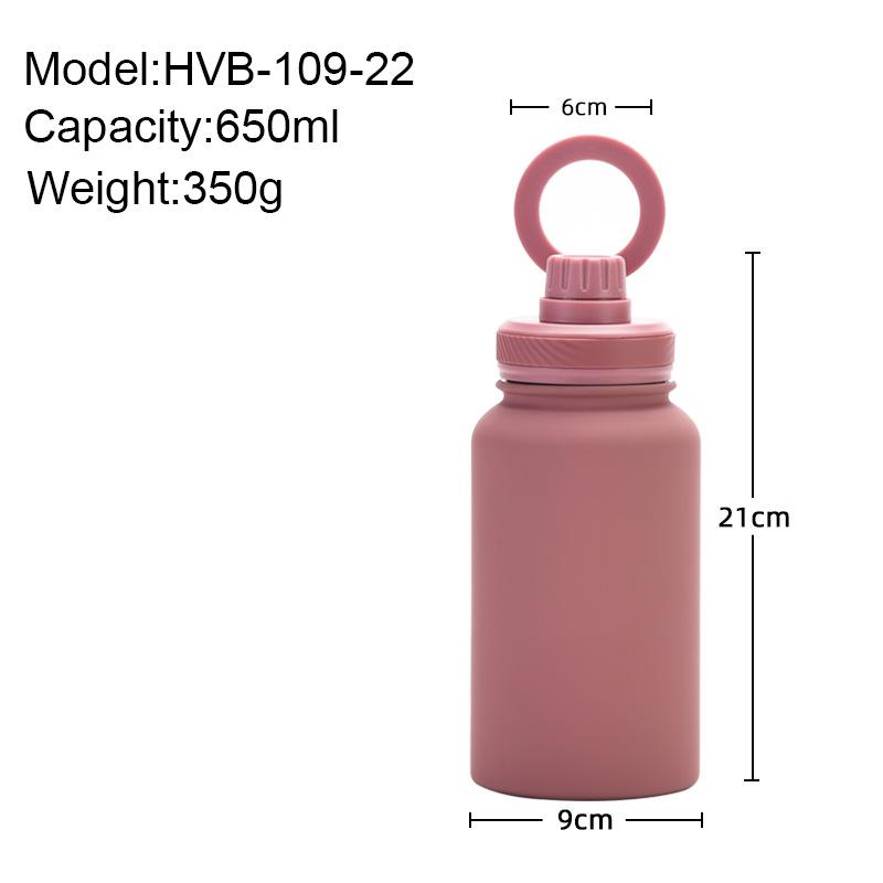 Magnetischer Halter Wasserflasche: 650ML Isolierte Edelstahl-Sportflasche mit weiter Öffnung für den Außenbereich