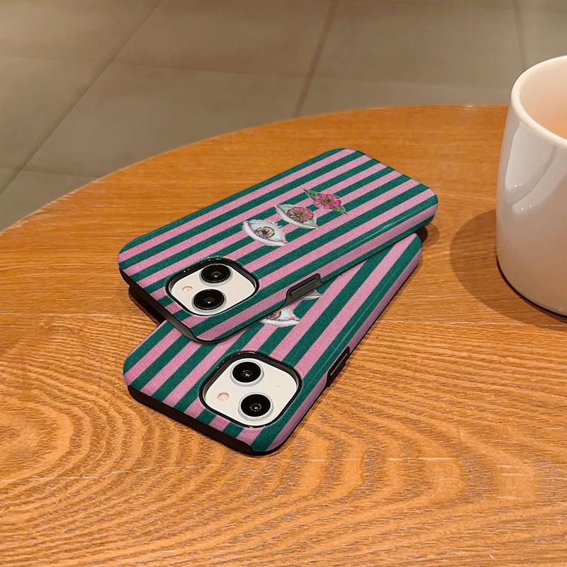 Surreal Striped Eye Lip Flower Graphic Art Print Film Aesthetic Protective Shockproof Bumper Phone Case Cover For iPhone 14 15 16 Pro Max Plus