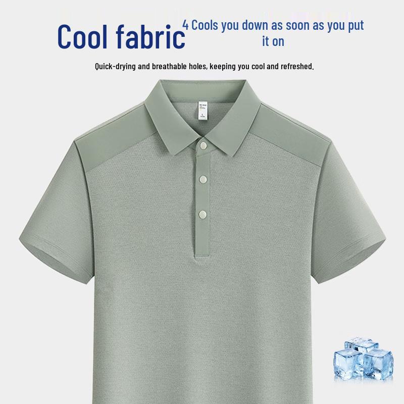 Men s Ice Silk Quick-Dry Polo Work Shirt 4XL