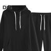 2 Pcs/Set Women Hoodie Pants Suit Solid Color Plush Long Sleeves Thick Top Elastic Waist Ankle-banded Trousers Sport Fitness Outfit Fall Winter