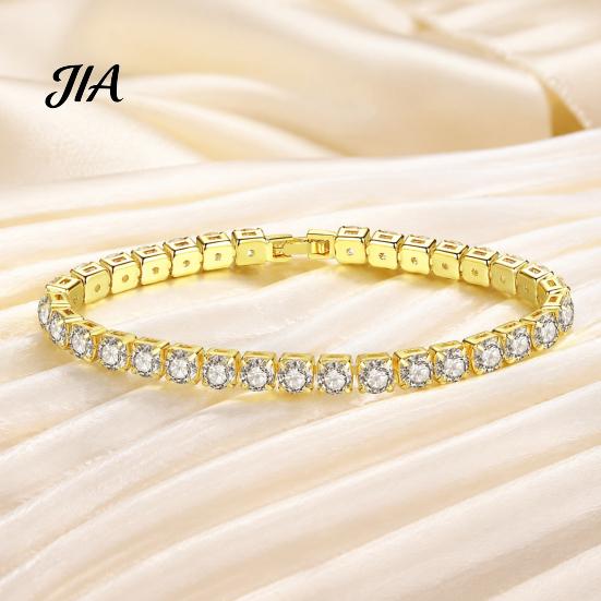 Birthday Present for Her Faux Crystal Bracelet Women, Silver/Golden Rhinestone Bangle Bracelet, Sparkling Adjustable Alloy Wrist Jewelry Plated Cubic