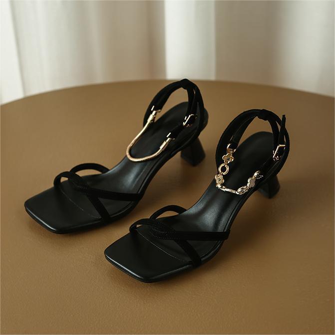 Fashion Hot Selling 2025 New French Style Summer High Heel Women Sandals Fashion Open Toe Shoes Ladies Elegant Stripper Party Sandalias