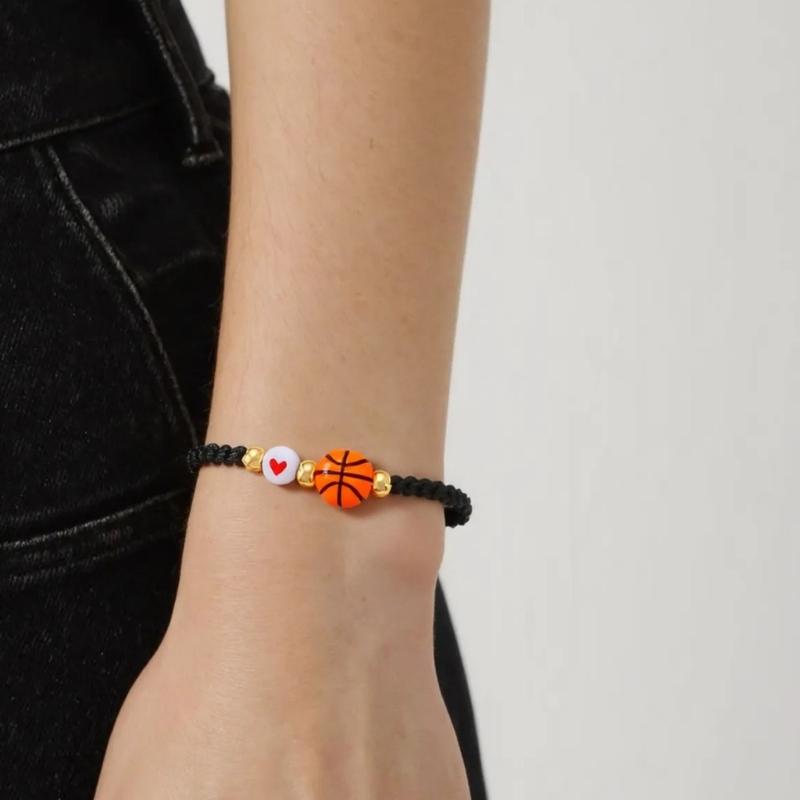 Bracelet Charm Polyvalent Sport Football Rugby Tennis Motifs de Perles Bracelet de Poignet Sportif Léger Réglable