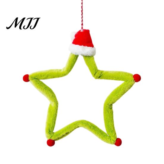 Wall Window Decorations Christmas Star Ornament, Plush Iron Hanging Decor for Tree Art Ornaments Shop, Festive Holiday Pendant Home Party Fireplace