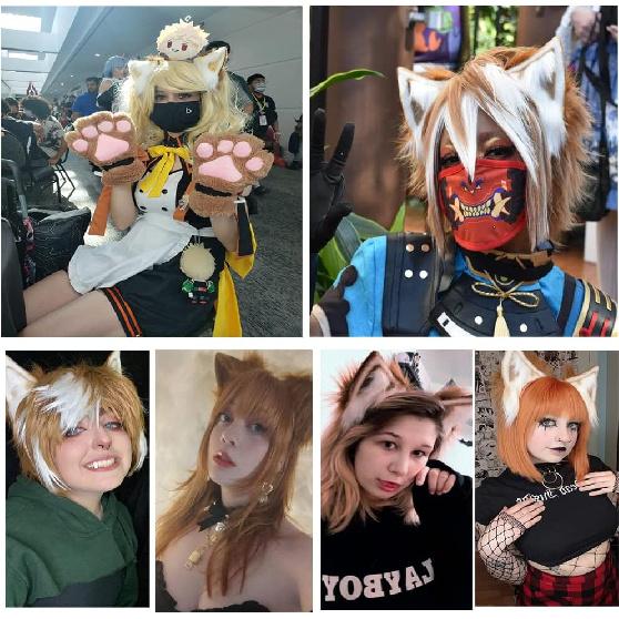 VIGVAN KYC Animal Ears Kawaii Plush Cat Ears Hair Clip Headdress Halloween Cosplay