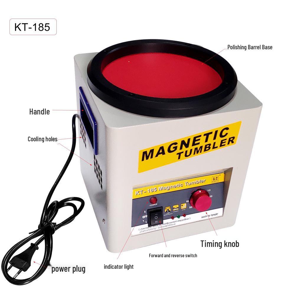 KT185 Magnetic Tumbler Polisher: Automatic Deburrer & Jewelry Polisher with Forward/Reverse Rotation