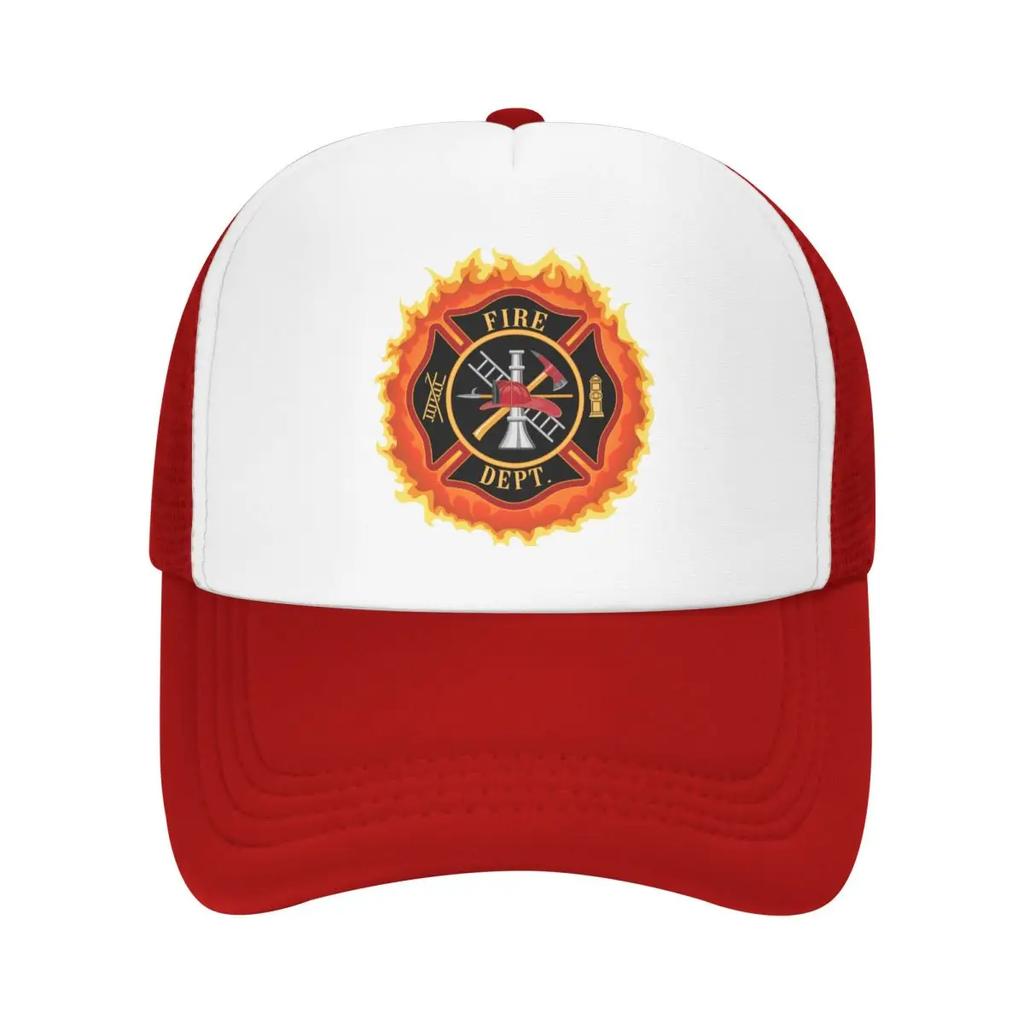 Personalized Firefighter Cross With Flames Baseball Cap Adjustable Fire Rescue FireUnisex Trucker Hat Streetwear Snapback Hats