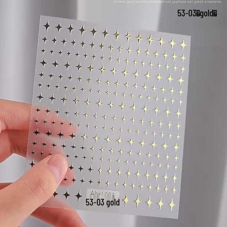 Starlight Silver Star & Crescent 3D Nail Art Stickers