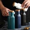 Japanese Ceramic Salt Jar with Bamboo Lid Soy Simple Sauce Bottle Creative Leak-Proof Oil Vinegar Bottle Kitchen Tableware