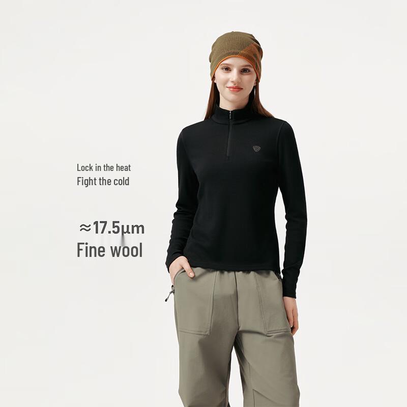 Tanboer Women's Outdoor Half-Zip Wool Blend Pullover Hoodie