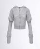 Sculptor Puff Sleeve Zip-Up Hoodie Melange Gray