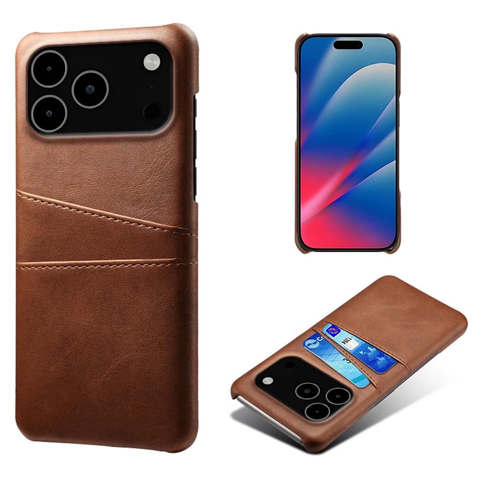 For iPhone 17 Pro Max Case Dual Card Slots PU Leather+Hard PC Phone Cover