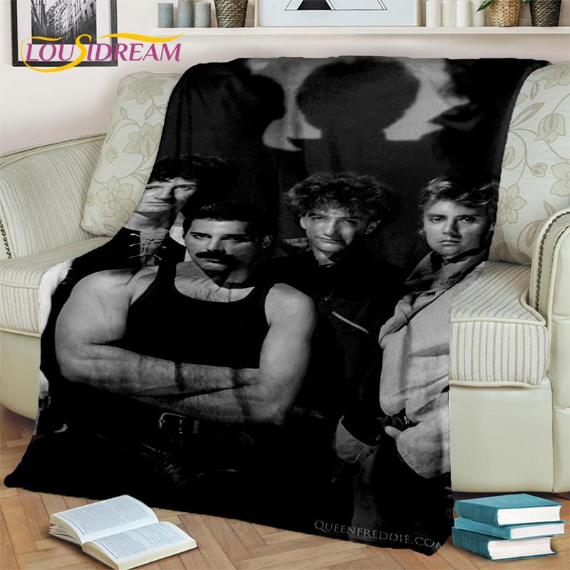 Queen-Rock-Band 3D Freddie Mercury Blanket,Soft Throw Blanket for Home Bedroom Bed Sofa Picnic Travel Office Cover Blanket Kids
