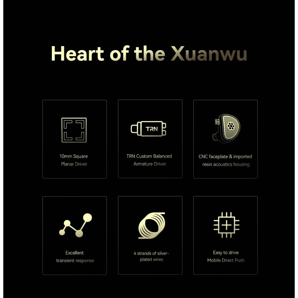 TRN SPD+BA Xuanwu In Ear Earphone Hybrid Planar In-Ear Monitor IEM HIFI DJ Running Sport Headphones Earplug Headset Earbuds