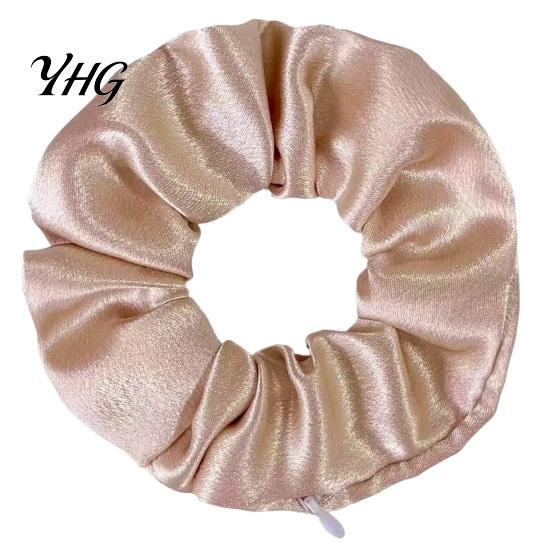 Convenient Hair Scrunchies for Gym Pocket Ties with Hidden Zipper Women, Elastic Tie Storage Headphones Small Items Keys And Coins, Satin Accessories