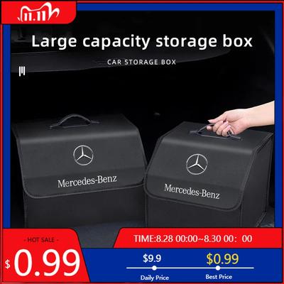 Bolsa Organizadora de Armazenamento para Porta-Malas de Carro GLC GLB Caixa de Arrumação em Couro para Mercedes Benz AMG W203 W206 W220 W205 W211 W212 W201 W210 W108