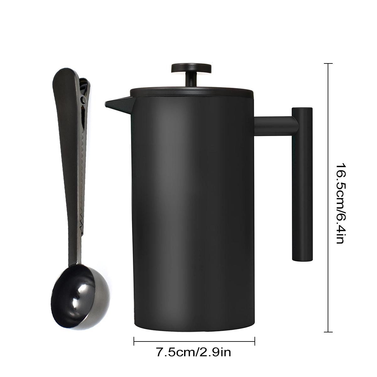 

Кофеварка Leeseph French Press с ложкой из нержавеющей стали марки 304 с двойными стенками сохраняет заваренный кофе или чай горячим, лучший подарок