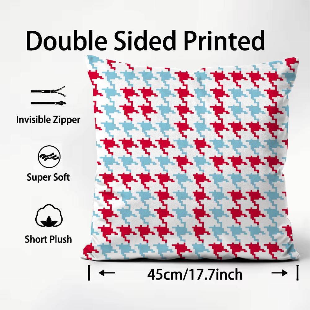 Chic Houndstooth Pattern Style Cushion Cover Premium Comfort Reversible Pillow Cove In One Design For Any Room & Car Interior