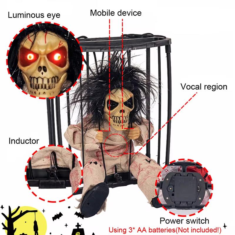 Halloween Hanging Ghost Toys Prisoners Cage Ghosts Screaming Talking Let Me To Go Out Play Pranks Talking Props Ghost Pendant
