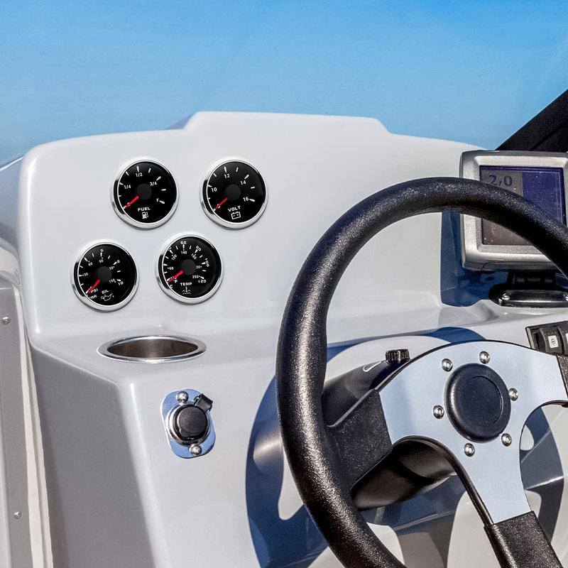12V24V Universal 52MM 4 Gauge Kit with 2 Sensor Water Temperature + Oil Pressure + Fuel Level + Voltmeter For All Vehicle Marine