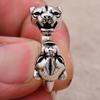 New Arrival Luxury Brand Double Leopard Head Animal Thai Silver Unisex Open Party Rings For Women Men`s Gifts